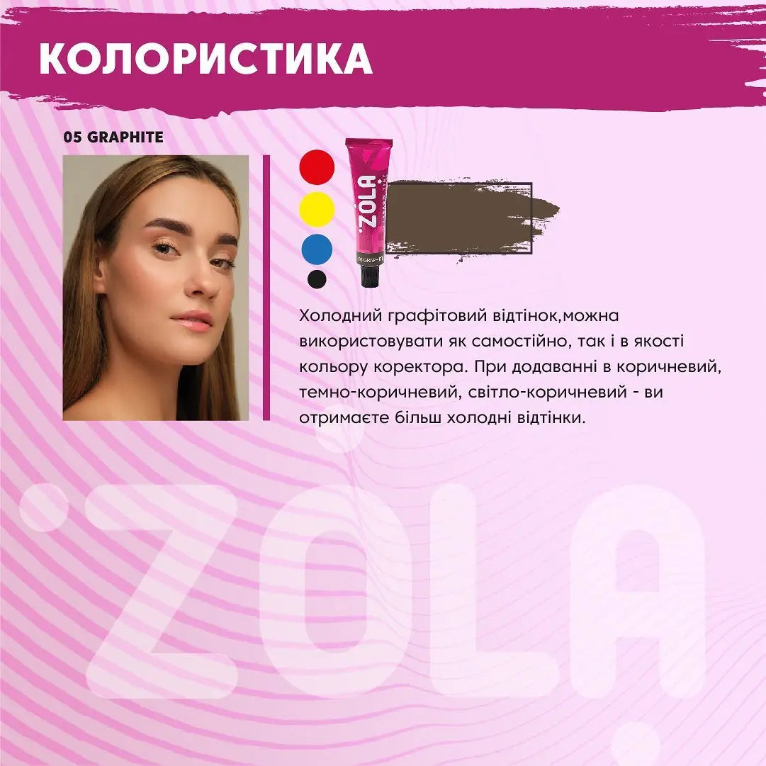 ZOLA Cosmetics 5 Eyebrow Tints with 3% oxidant in bottle format