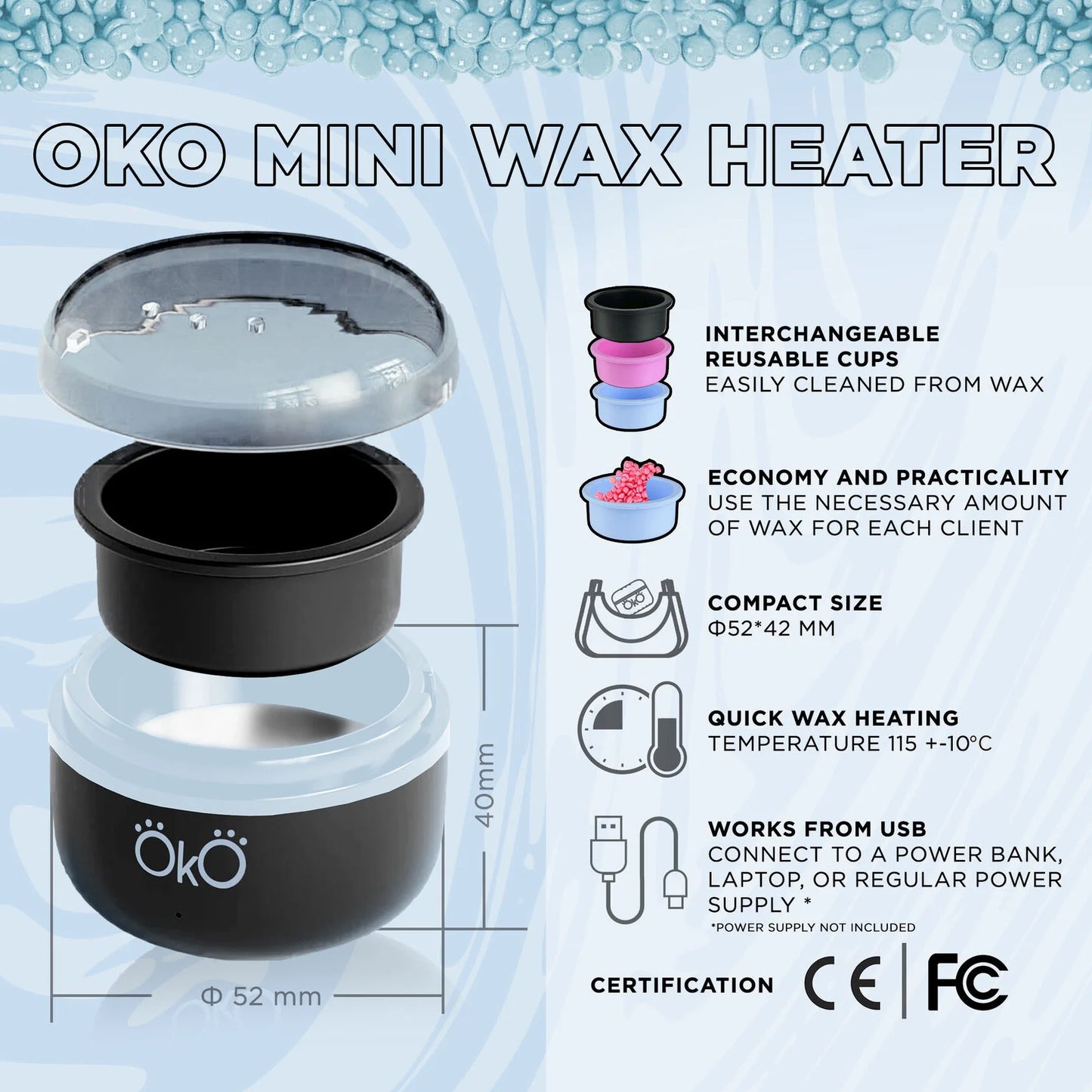 ÖKO Lash & Brow – Mini Chauffe-Cire OKO – Black Mini Wax Warmer