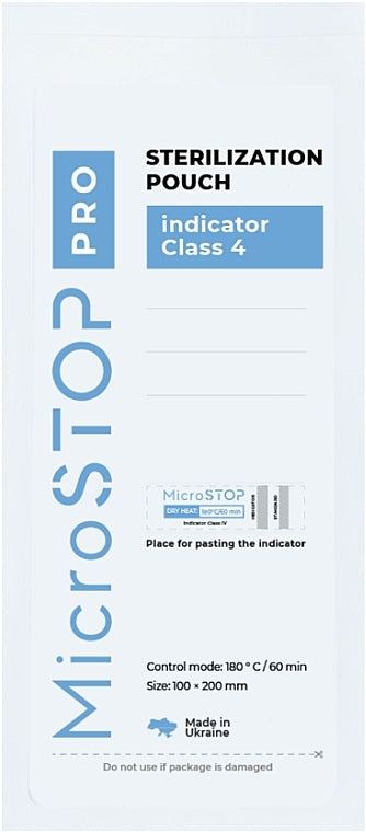 Box of 20 MicroSTOP sterilization bags in kraft paper 100x200 mm, 100 envelopes (with class 4 indicator)