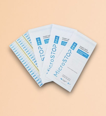 MicroSTOP kraft paper sterilization bags 100x200 mm, 100 pcs (with class 4 indicator)