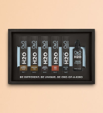 ÖKO Lash & Brow – Coffret Teintures Hybrides Liquides H2O (5 Teintures + 1 Oxydant)