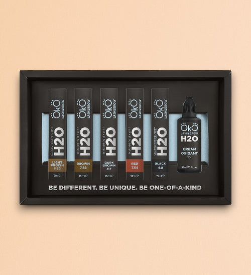ÖKO Lash & Brow – Coffret Teintures Hybrides Liquides H2O (5 Teintures + 1 Oxydant)