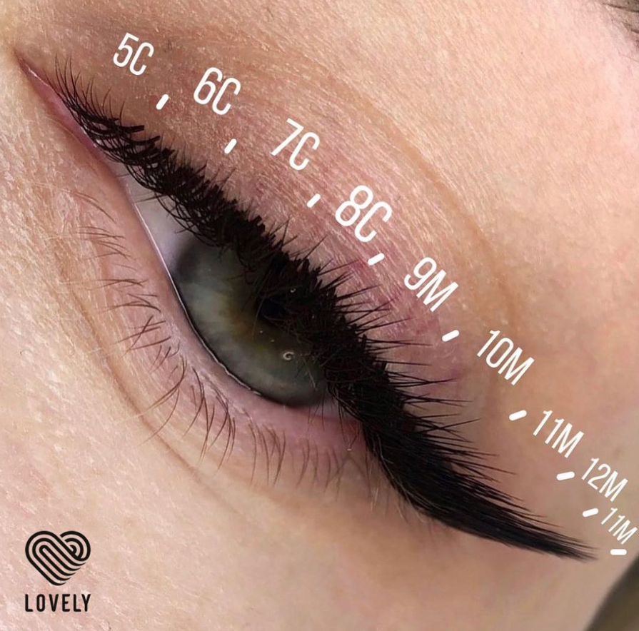 Lovely Professional Lashes "Silicone" Eyelash Extensions - 16 lines pink box L and M curl