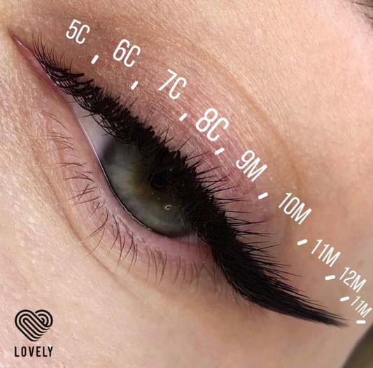 Extensions de cils "Silicone" Lovely professional Lashes - 16 lignes boite rose Courbure L et M