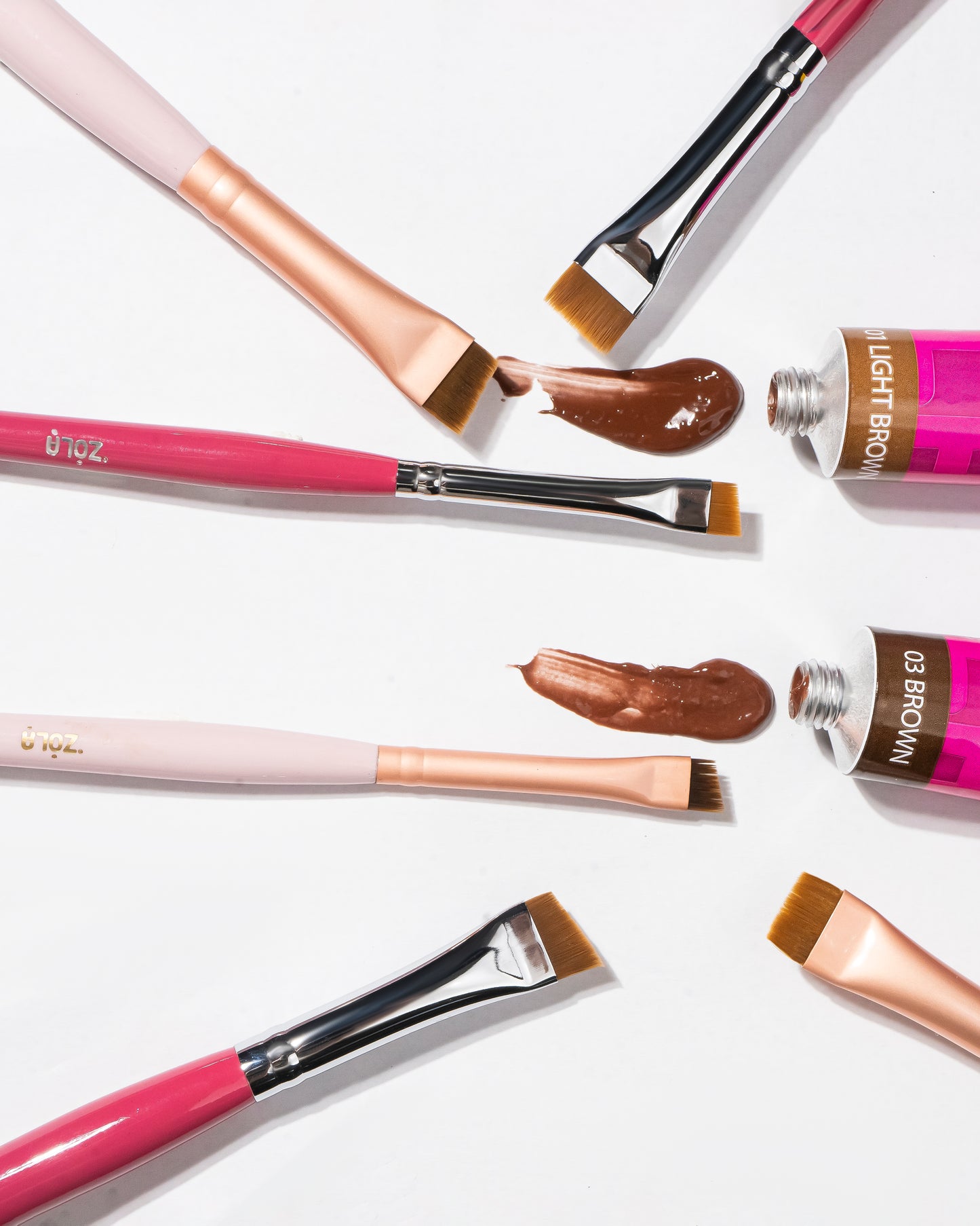 ZOLA Cosmetics Professional Eyebrow Brushes in Light Pink