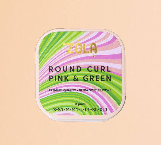 ZOLA LAMINATION SILICONE PADS ROUND CURL PINK &amp; GREEN (S, S1, M, M1, L, L1, XL, XL1)