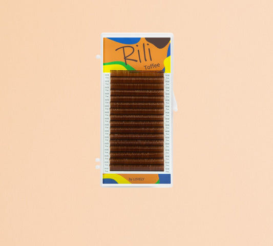 Extensions de cils Rili couleur Toffee boite taille mixte boite taille mixte 0.07gr et 8-15mm