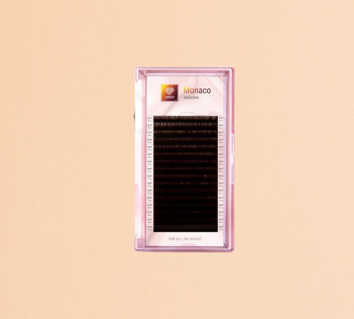 Lovely Professional Lashes Dark Brown Eyelash Extensions "Monaco" - Mixed Size Boxes 16 Lines Pink Box