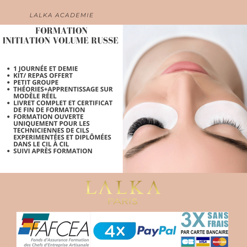 Formation extensions de cils initiation volume russe LALKA PARIS 2 jours